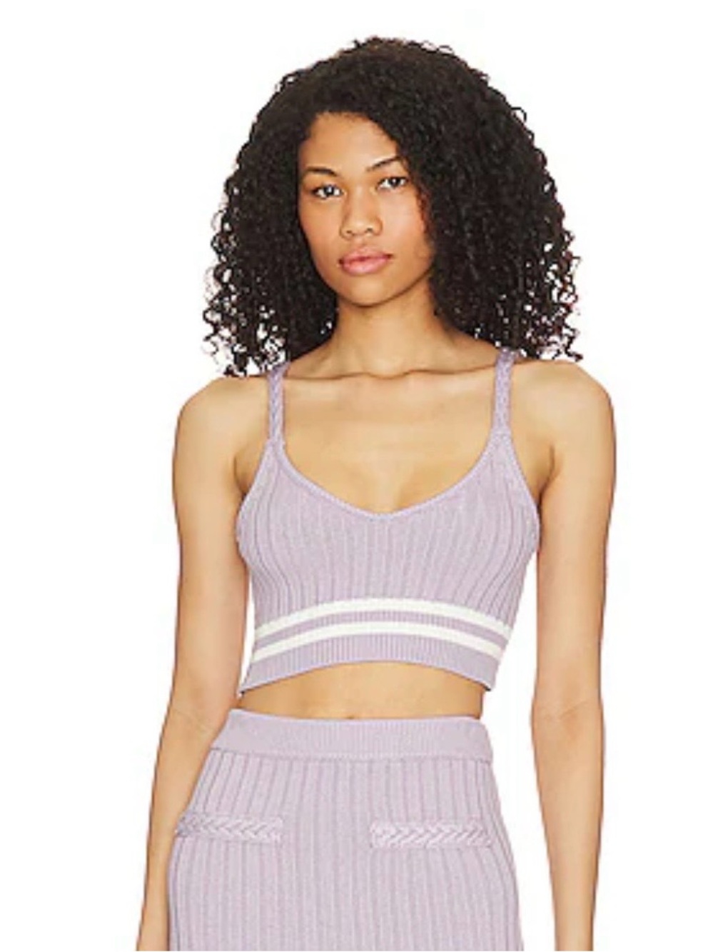 Lovers + Friends Alize Cropped Knit Tank in Purple Lilac. Size small